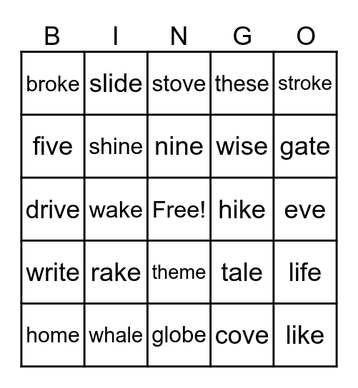 UFLI Bingo Lesson 57 Bingo Card