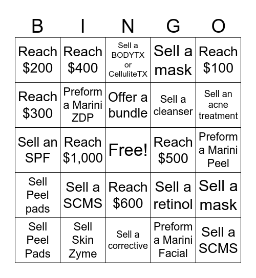 Marini Skin Solutions Fall Promotions :) Bingo Card