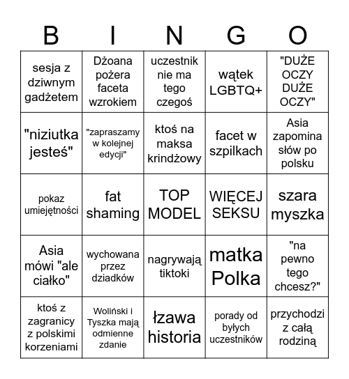 TOP MODEL CASTINGI Bingo Card