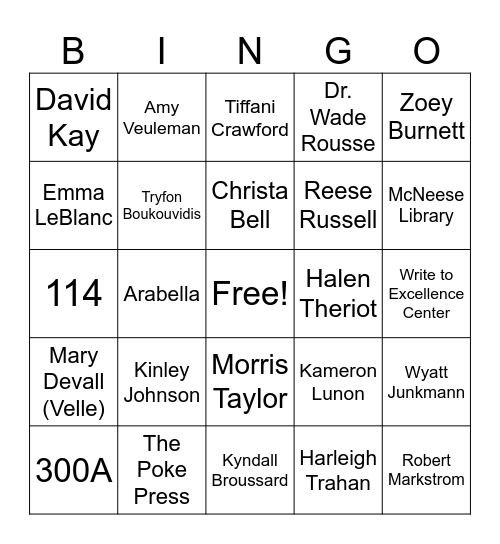 Back to School Bingo Card