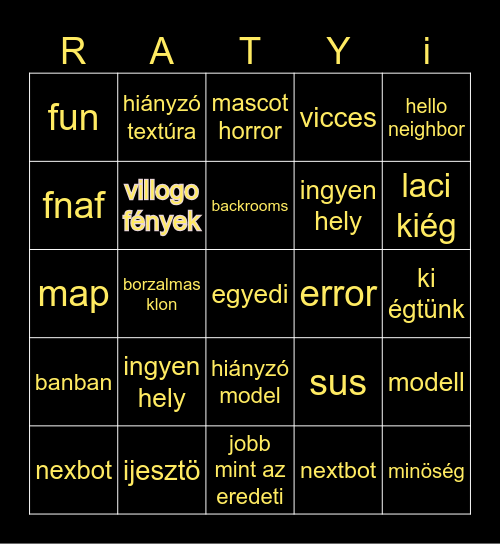 Ratyi gmod Bingo Card