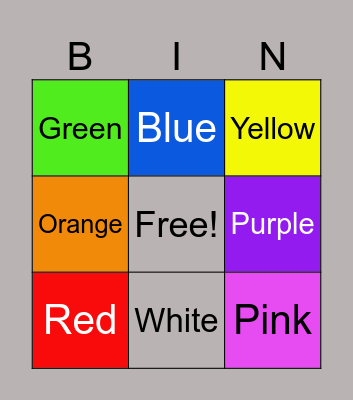Color Bingo Card