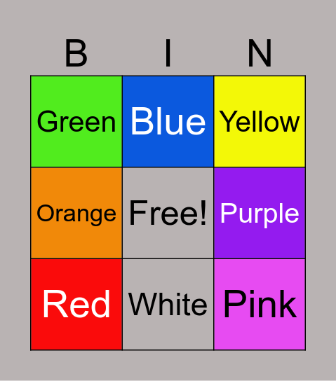 Color Bingo Card
