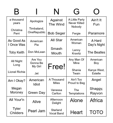 A Is For Bingo Card