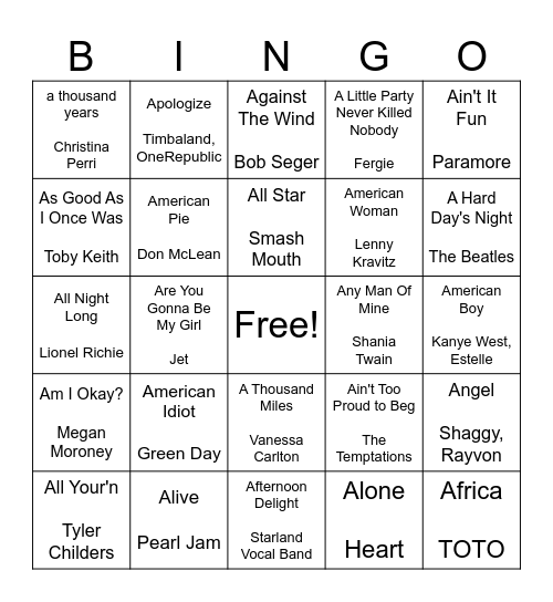 A Is For Bingo Card