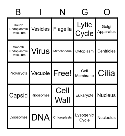 Cell Unit Bingo Review Bingo Card