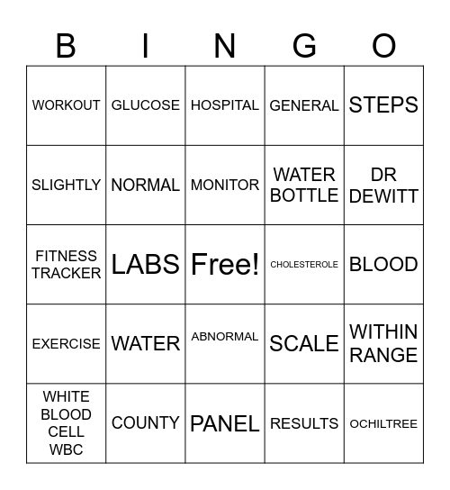 OCHILTREE COUNTY Bingo Card