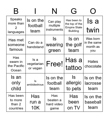 Untitled Bingo Card