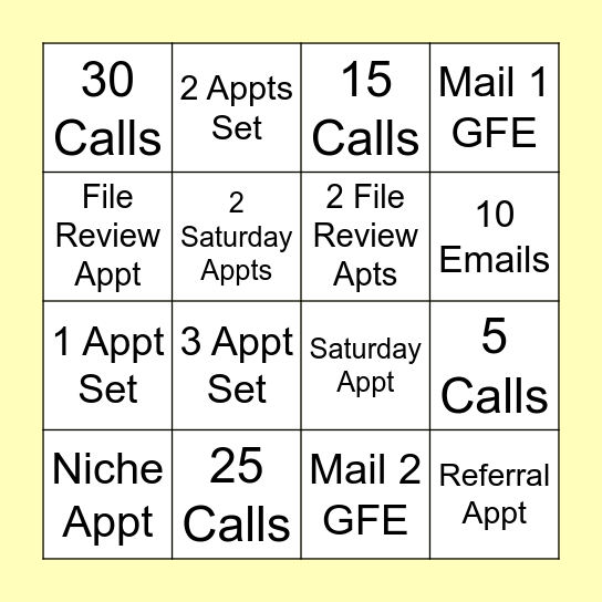 Call Night Bingo Card