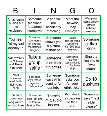 MATTER MORE BINGO Card