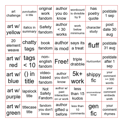 48EX COMMENT BINGO Card