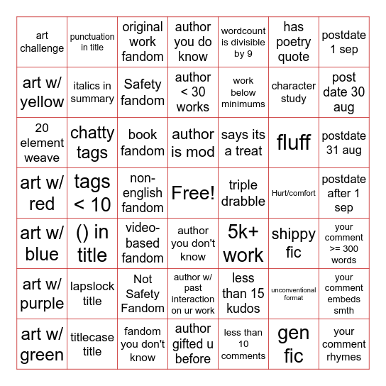 48EX COMMENT BINGO Card