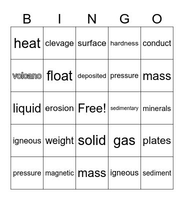 Earth Science -4th Q1 Bingo Card