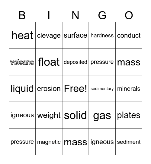 Earth Science -4th Q1 Bingo Card