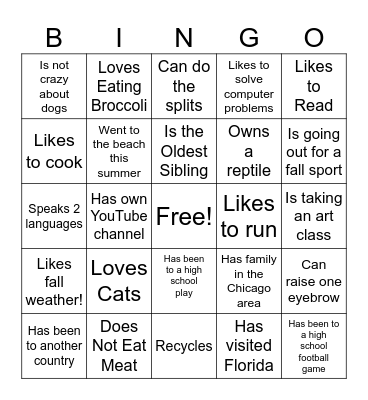 Find Someone Who... Bingo Card