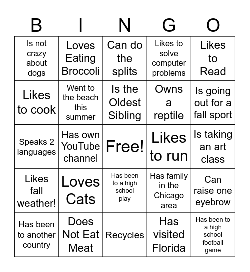Find Someone Who... Bingo Card