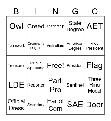 FFA Bingo Card