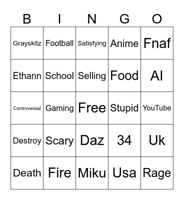 Tiktok Bingo Card