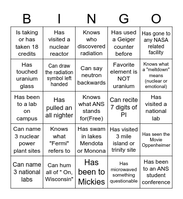 ANS Kickoff Bingo Card