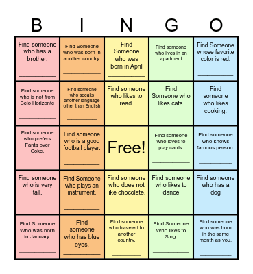 Find Someone Who... Bingo Card