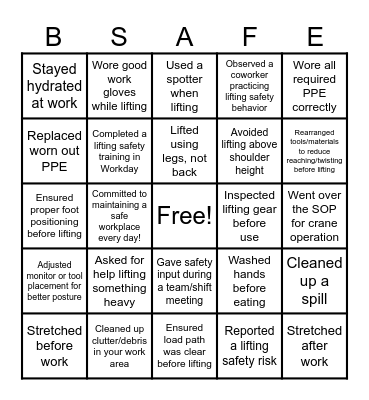 September Safety Challenge Bingo! Bingo Card