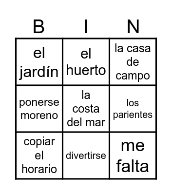 Disfrutamos trabajando en el jardín Bingo Card