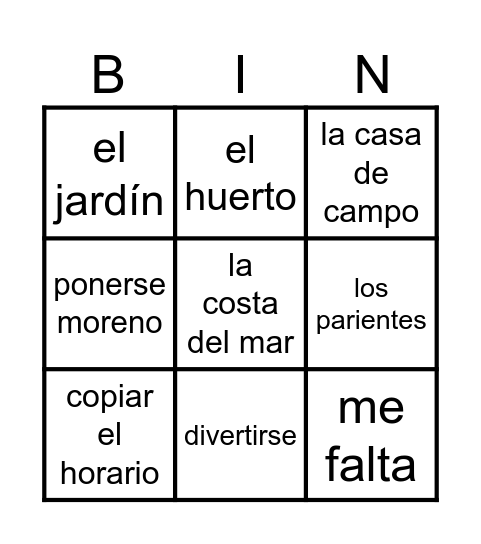 Disfrutamos trabajando en el jardín Bingo Card