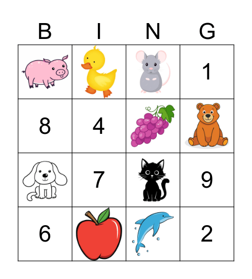 1st grade Bingo (colors, numbers 1-10) Bingo Card