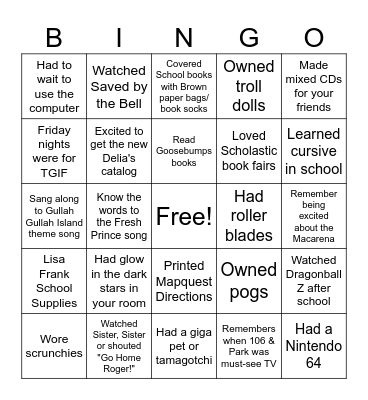 Millennial Bingo Card