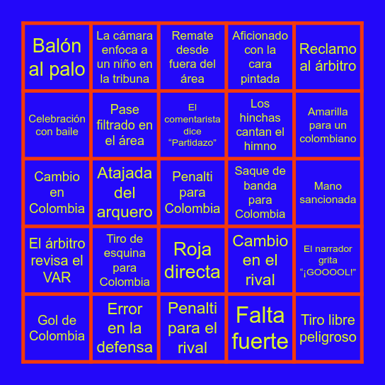 BINGO FUTBOLERO SENA Bingo Card