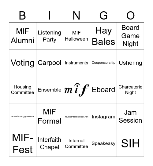 Music Interest Floor Bingo Card