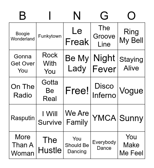 Disco Bingo Card