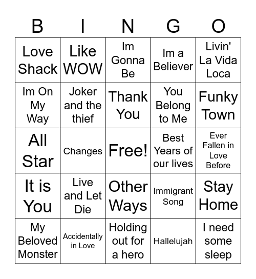 Shrek Bingo Card