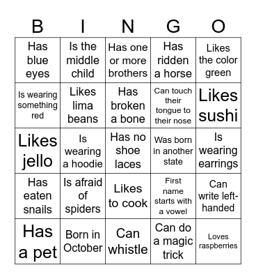 Get to Know You Bingo Card