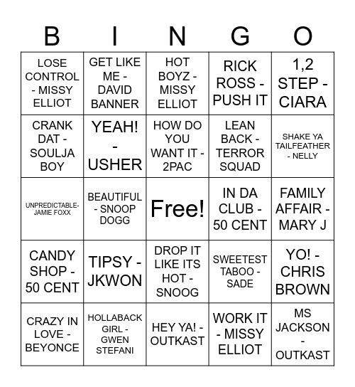 MUSIC BINGO Card
