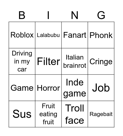 Untitled Bingo Card