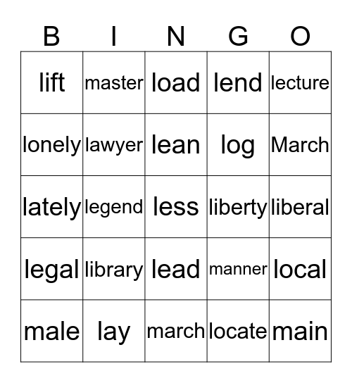 Unit 1-2 Bingo Card