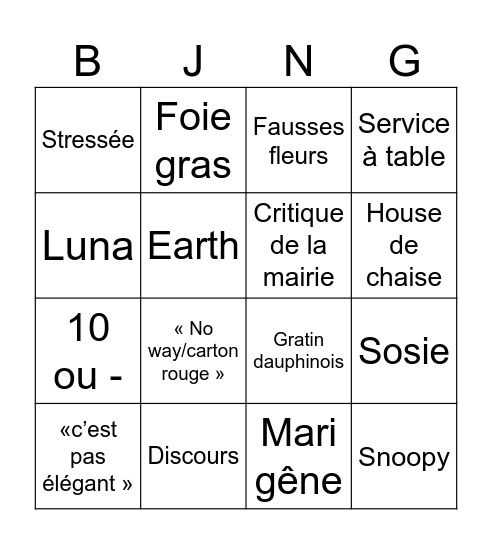 Espace Bingo Card