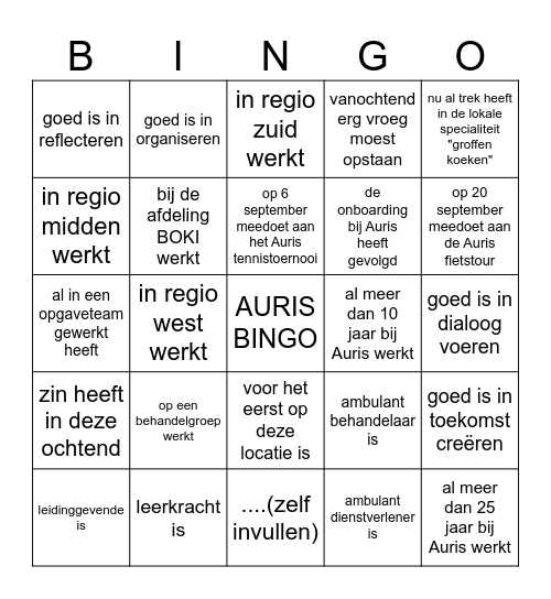 Zoek iemand die... Bingo Card