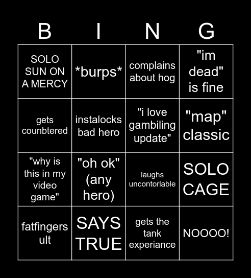 GRIMS BINGO Card