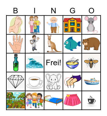 German Cognates Bingo Card