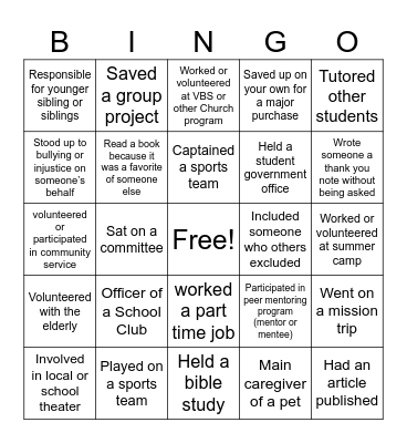 Virtuous Leadership Bingo Card
