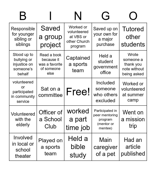 Virtuous Leadership Bingo Card