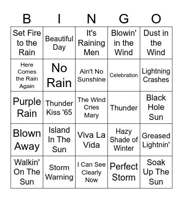Unrefined Weather Bingo Card