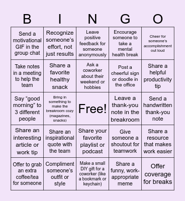 ☀️Acts Of Kindness Bingo☀️ Bingo Card