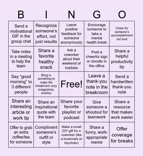 ☀️Acts Of Kindness Bingo☀️ Bingo Card