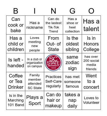 Social Work Program Bingo Card