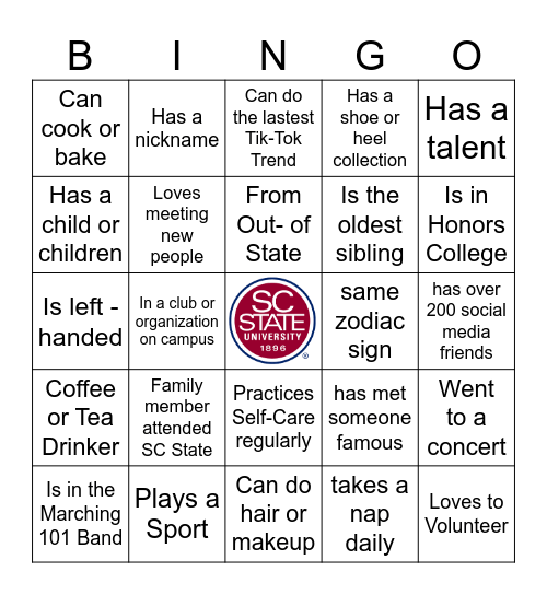 Social Work Program Bingo Card