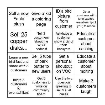 WBU Bingo Volume 2 Bingo Card