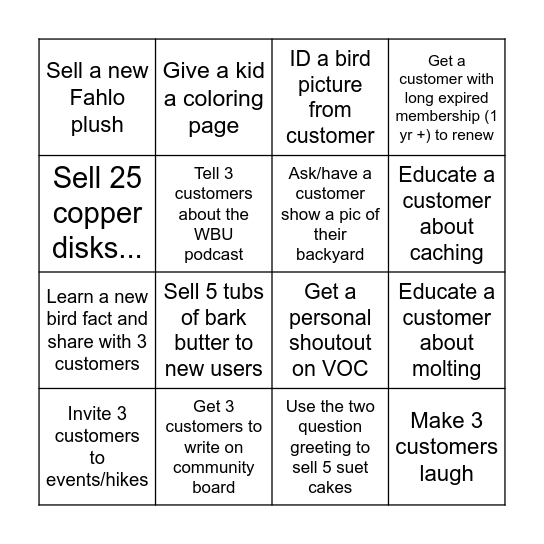 WBU Bingo Volume 2 Bingo Card